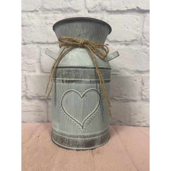 None and/or Unknown Other - French Shabby Chic Metal Jug Galvanized Vase For Flowers Milk Can Rustic